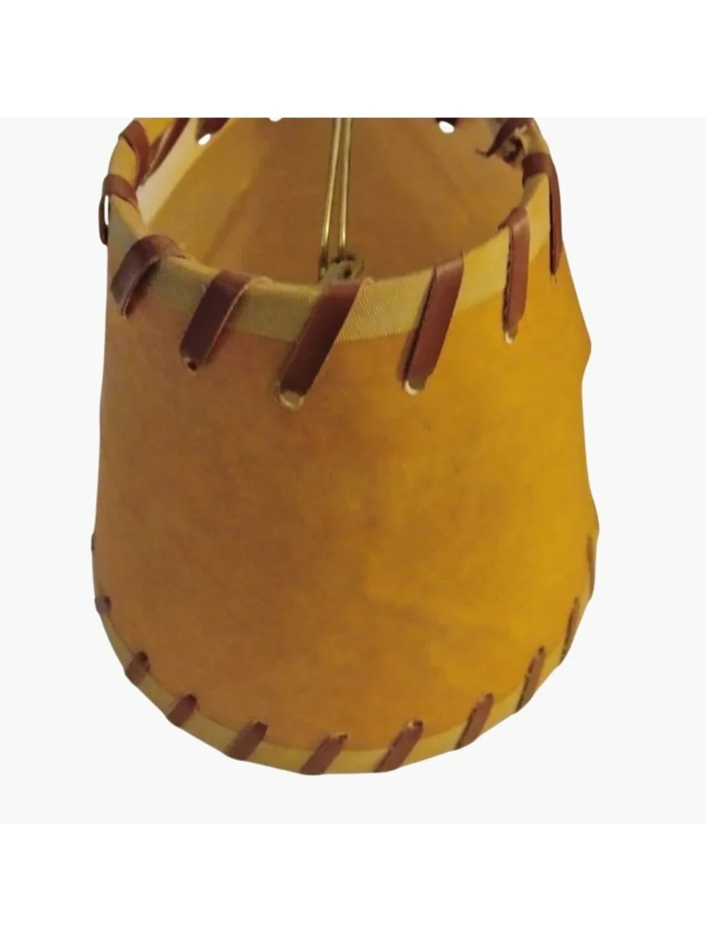 Mini Western Lamp Shade Rustic Whip Stitched Lodge Beige Brown